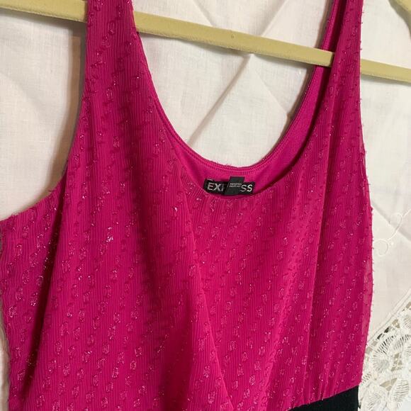 Express Bandage Party Cocktail Dress Fuchsia & Black Body Contouring Size XS - Picture 3 of 9